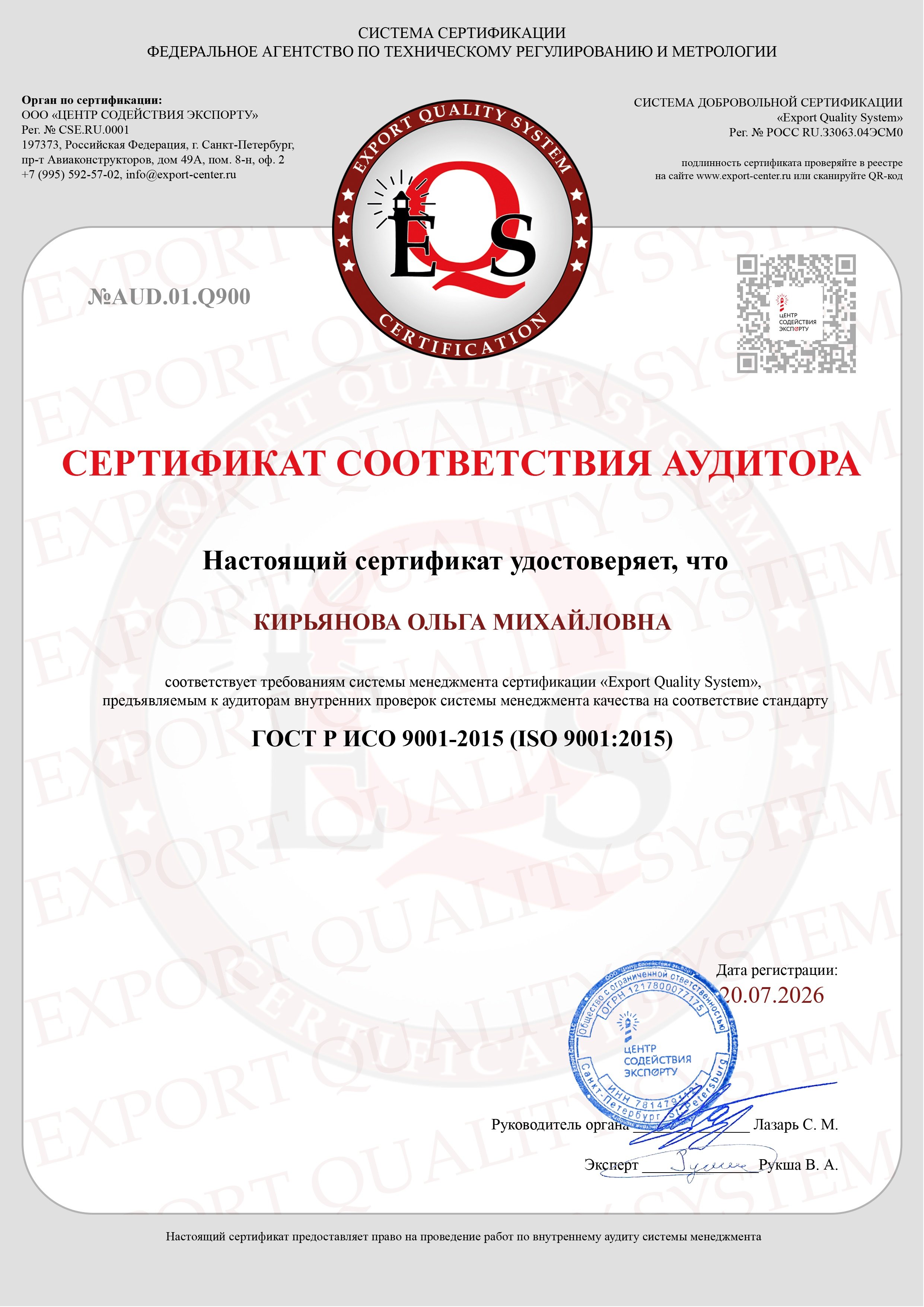 Аудит Кирьянова Ольга Михайловна