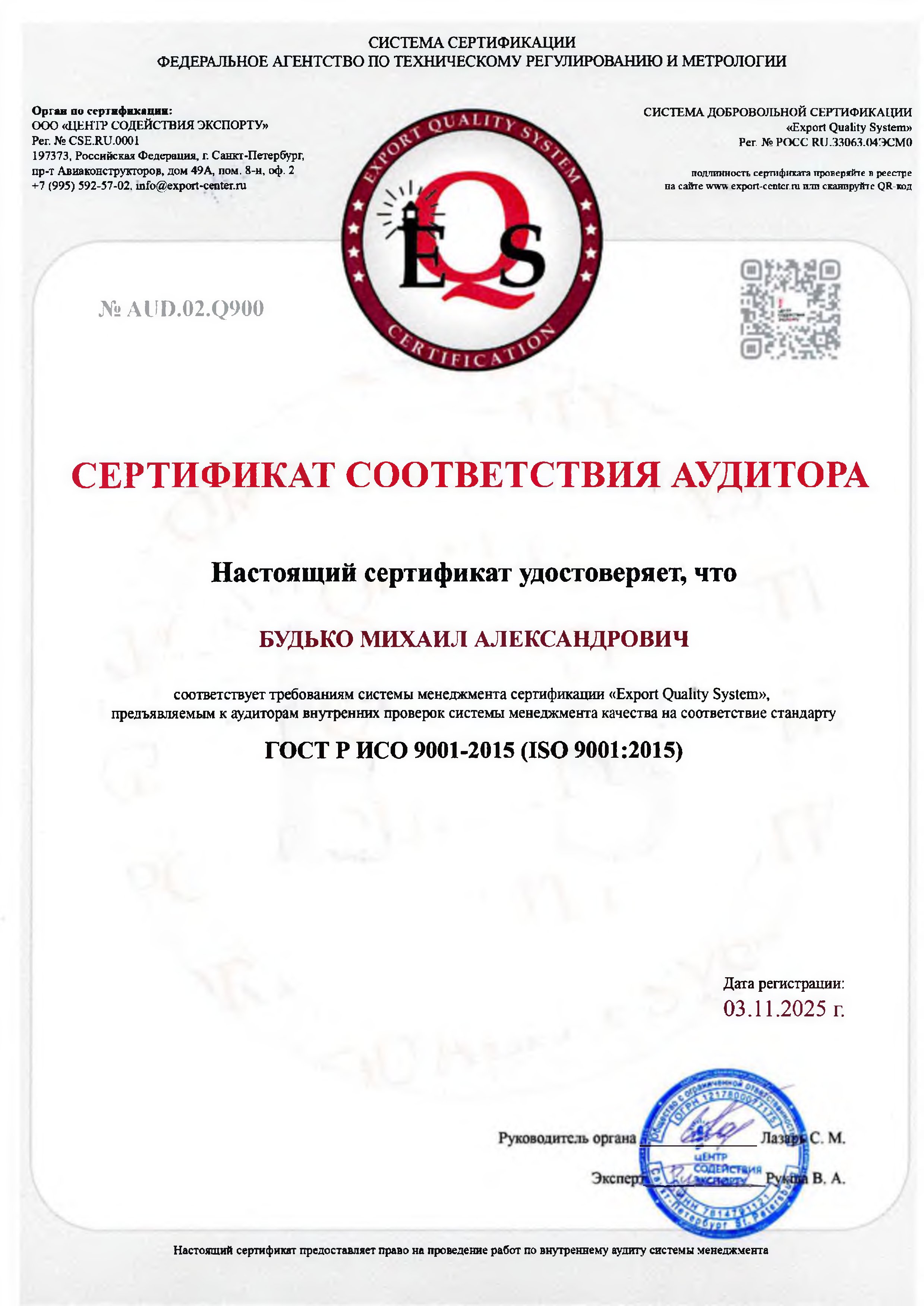 Аудит Будько Михаил Александрович